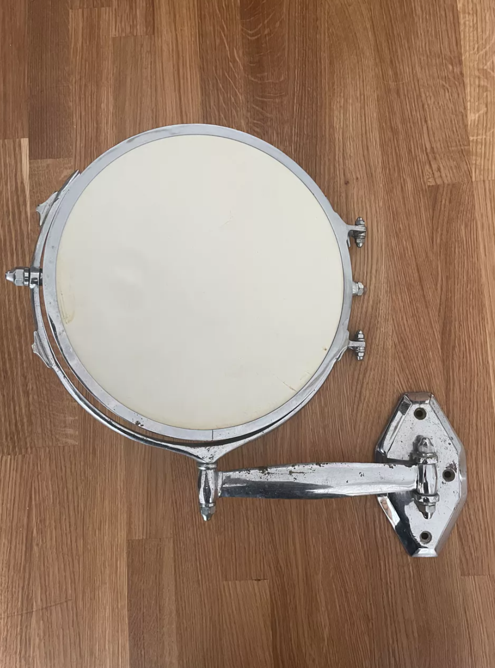 Vintage illuminated adjustable mirror, Double Brot, France 1950