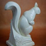 Charles LEMANCEAU, SAINT-CLÉMENT earthenware factory. Art Deco squirrel - 1930