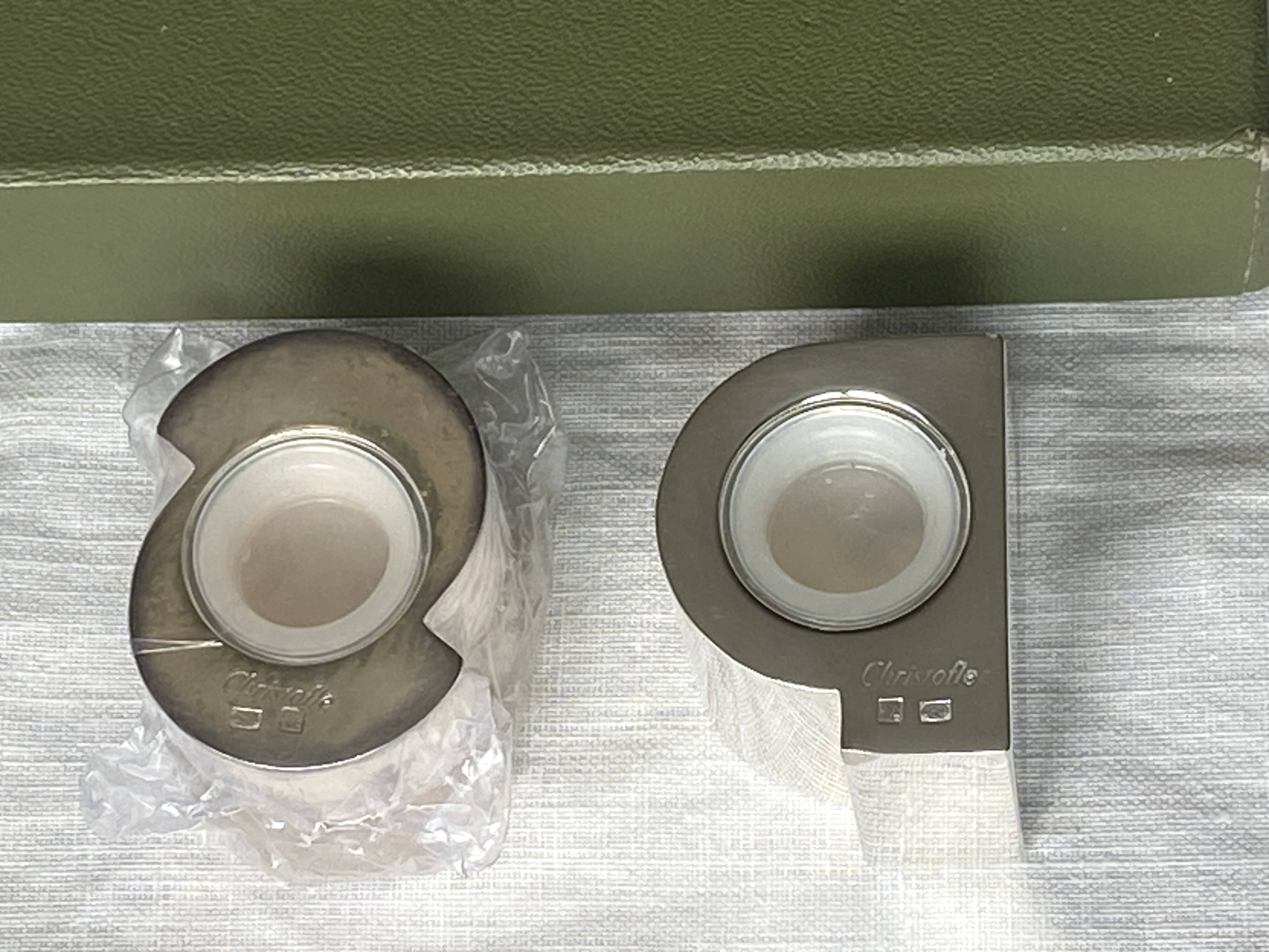 Silver-plated salt and pepper shakers by Christofle, Ludique model.