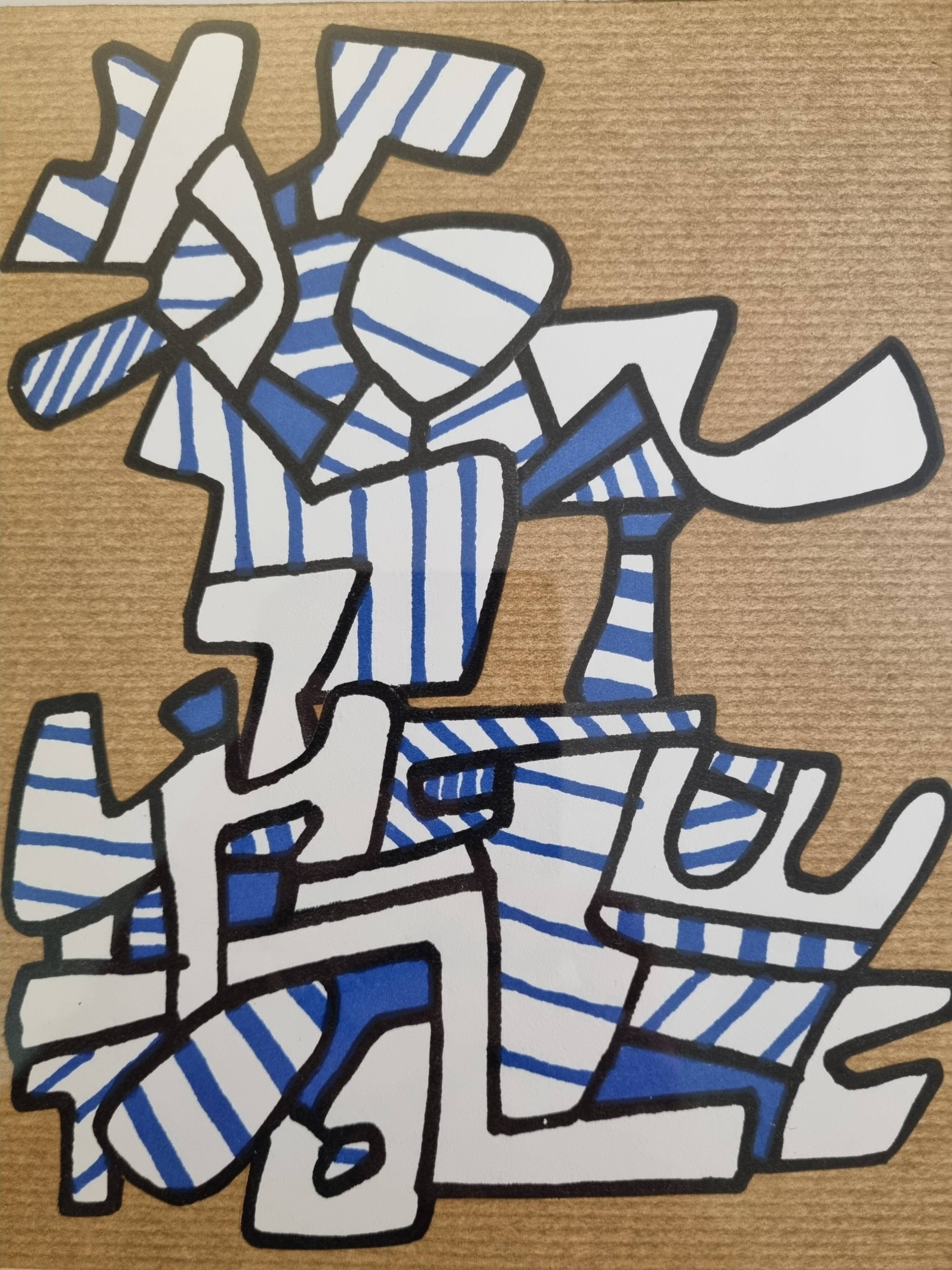 Screenprint after Jean Dubuffet framed under glass 27 cm by 32 cm