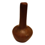 BROWN GLAZED STONEWARE SOLIFLORE VASE SIGNED BARRAULT 1965