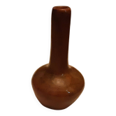 BROWN GLAZED STONEWARE SOLIFLORE VASE SIGNED BARRAULT 1965