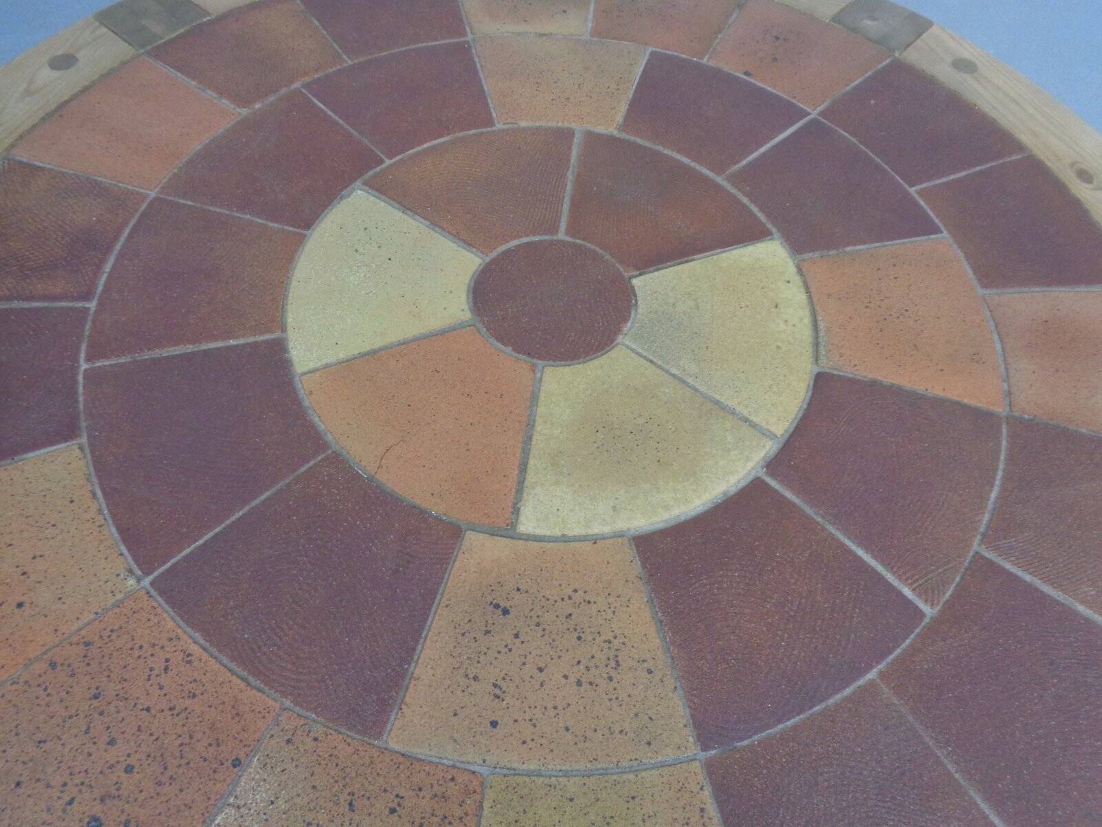 Large pine and ceramic coffee table by Lisbeth Sallingboe for Sallingboe, Denmark, 1970s.