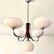 Art Deco lustre with pink glass, wood, and chrome from the 1930s.