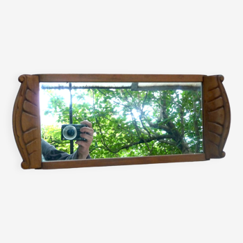 Mirror -art deco tray carved in hand-carved wood - 41x17 cm