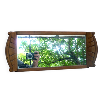 Mirror -art deco tray carved in hand-carved wood - 41x17 cm