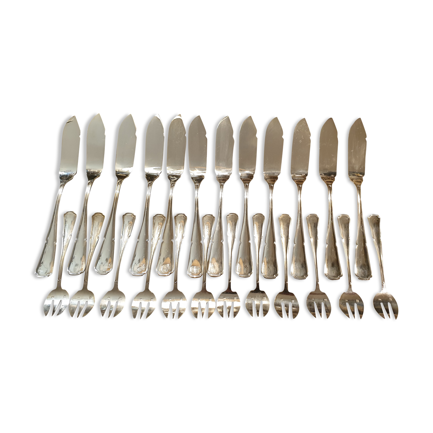 Silver metal fish service