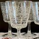 6 large antique wine or water glasses engraved with arabesques