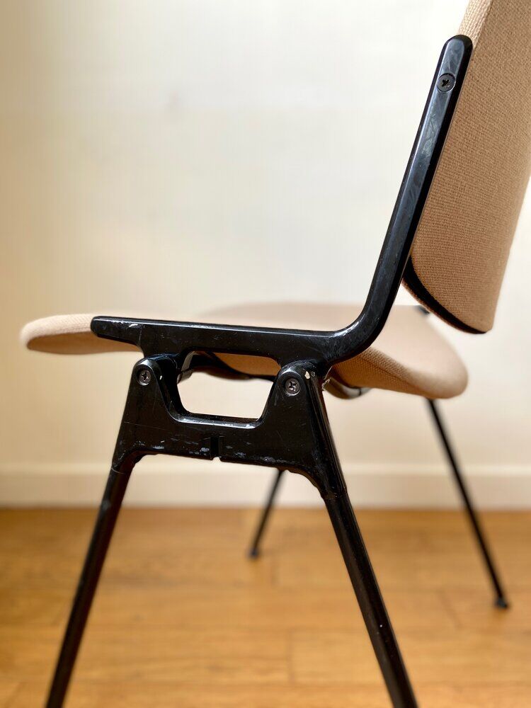 Chair DSC 106 by Giancarlo Piretti for Castelli 1970s' in beige cotton