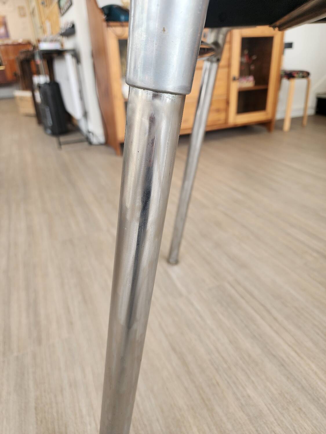 Vintage Lafague red formica set, 1 table, 6 chairs and 1 stool