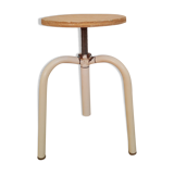 Wood & metal tripod workshop stool with industrial screws