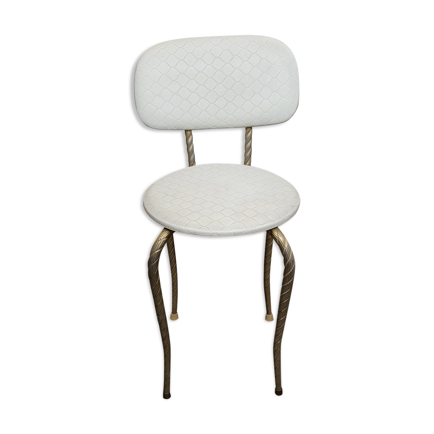 Chaise pied doré courbé cordé simili-cuir