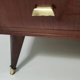 High-Quality Walnut Chest of Drawers with a Thick Glass Top, Italy