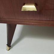 High-Quality Walnut Chest of Drawers with a Thick Glass Top, Italy