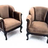 Paire de fauteuils anciens, europe du nord, vers 1890. après restauration.