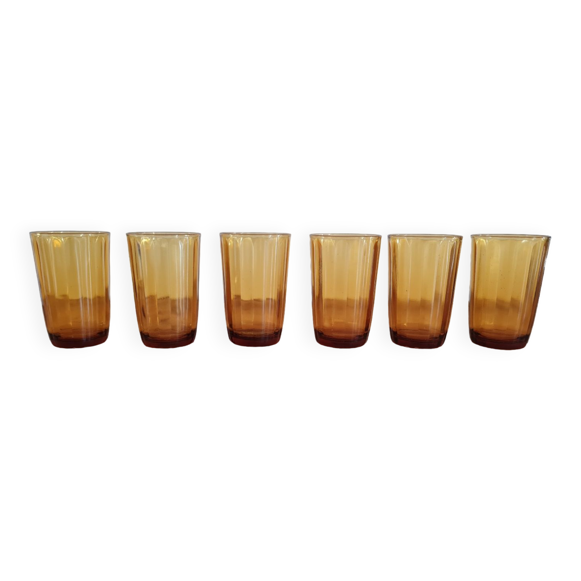 Set of 6 amber water glasses