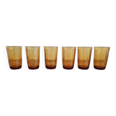 Set of 6 amber water glasses