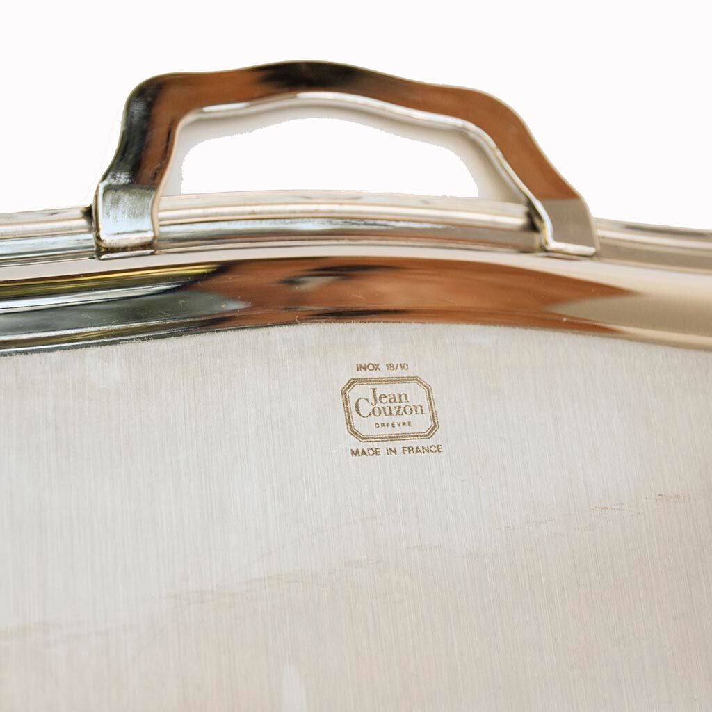 Jean Couzon tray in arabesque grey stainless metal
