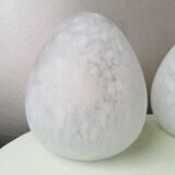 Set of 2 vintage white glass table lamps, 80s