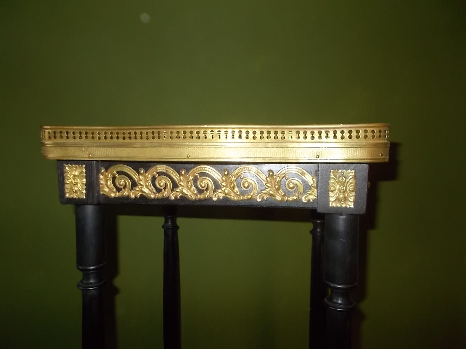 Napoleon III side table with marble top and openwork gallery.