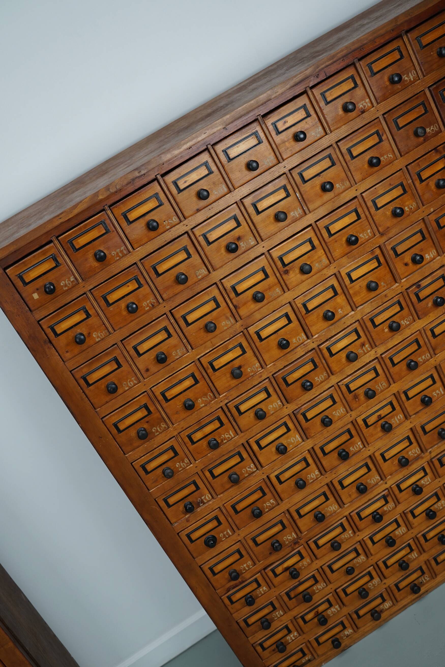Dutch Industrial Pine Apothecary / Workshop Cabinet, circa 1930s
