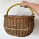 Vintage basket in woven wicker and scoubidou wire