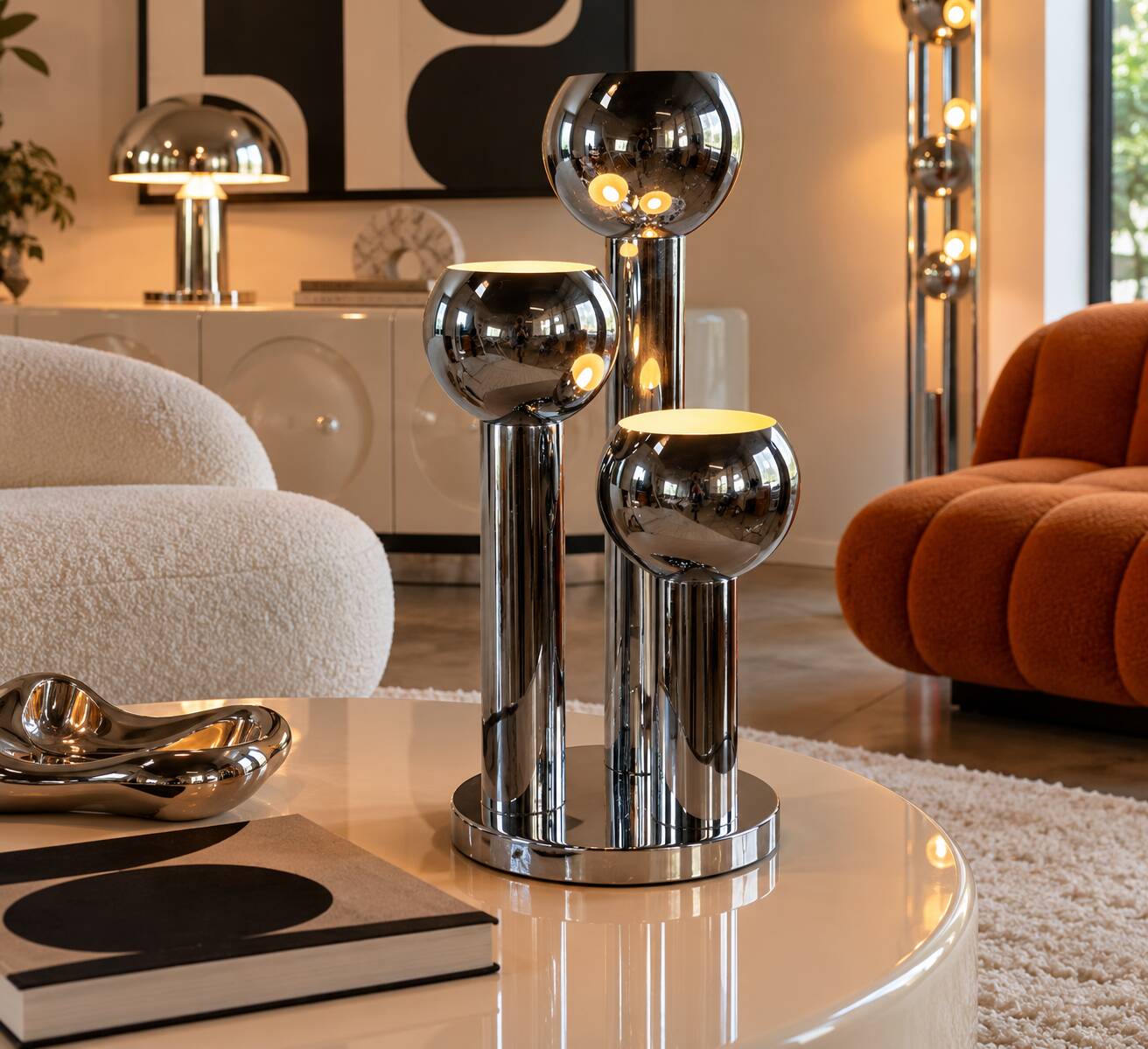 Vintage Space Age chrome table lamp 1970s