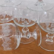 Set of 6 water glasses on feet, grape decoration and Luminarc vine shoot