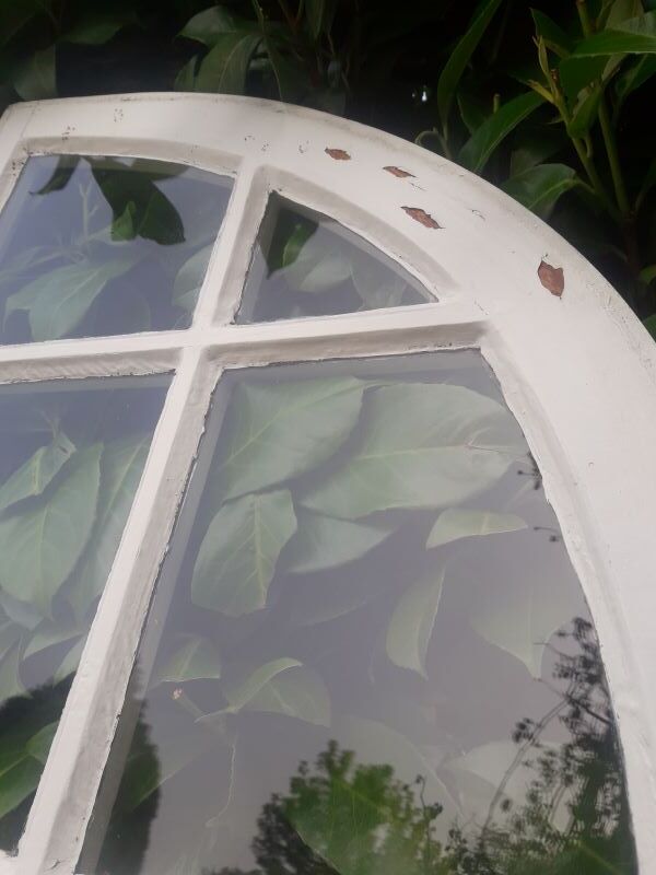Glass window h146xl227 in arched oak
