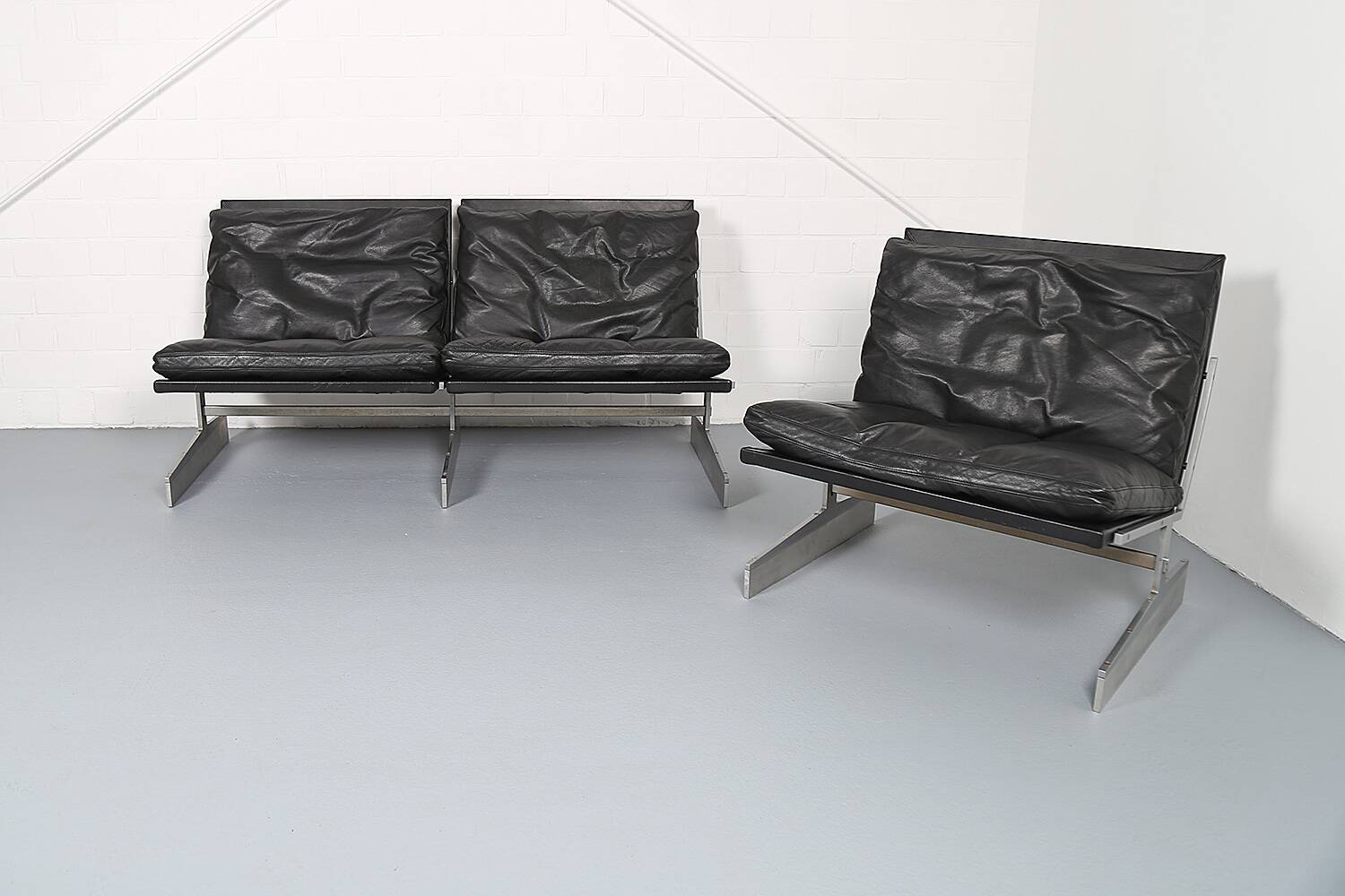 Fabricius & Kastholm Bo-Ex Set BO-562 leather sofa and BO-561 armchair 1960