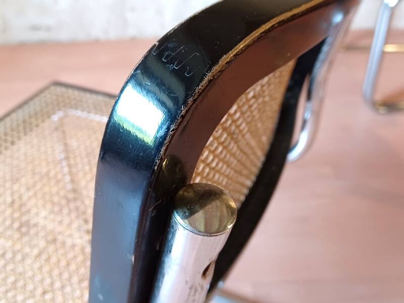 Set of 5 B32 Cesca chairs black lacquer by Marcel Breuer 80s Made in Italy