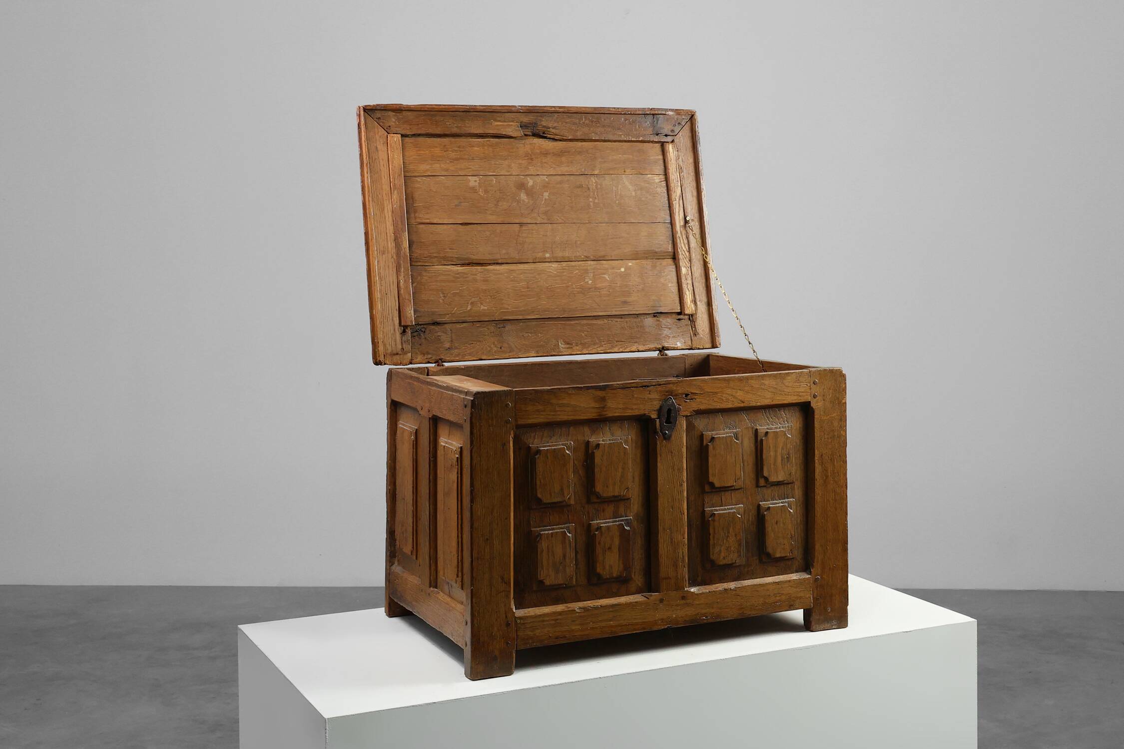 Rustic Oak paneled Trunk or chest, France 18th Century