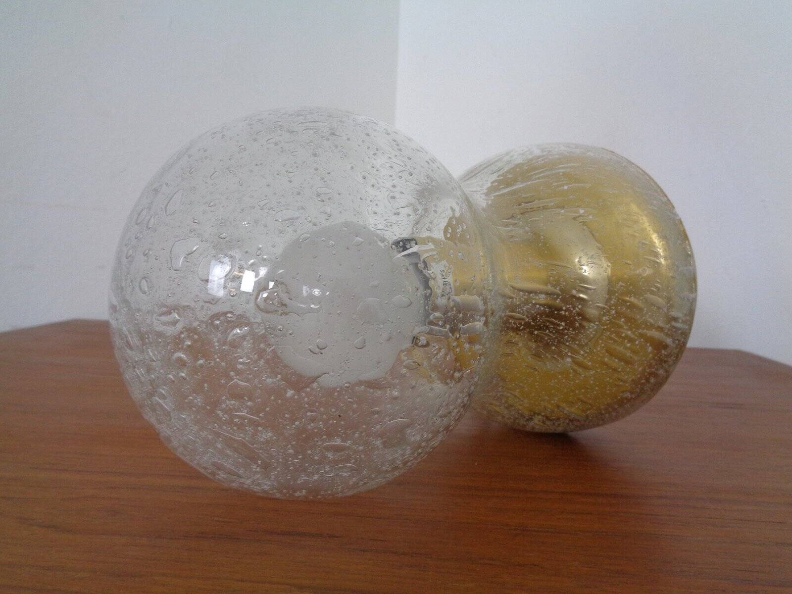 Iceglass & Brass Table Lamp from Doria Leuchten, 1960s