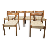 6 Scandinavian chairs 1960" braided straps