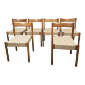 6 Scandinavian chairs 1960" braided straps