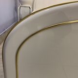 White lacquered bed with gold border with box