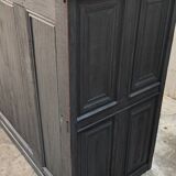 Old counter with gray patina, zinc top and a drawer