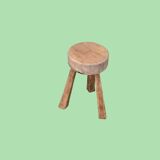 Solid elm tripod stool 1960