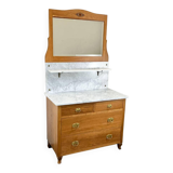 Art Nouveau chest of drawers, marble washstand and mirror top, oak, 1910s