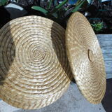 Trash in straw, inside Red satin, vintage 70's