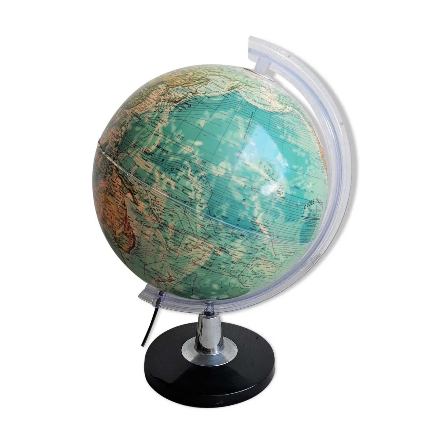 Bright vintage earth globe made in Italy 1970