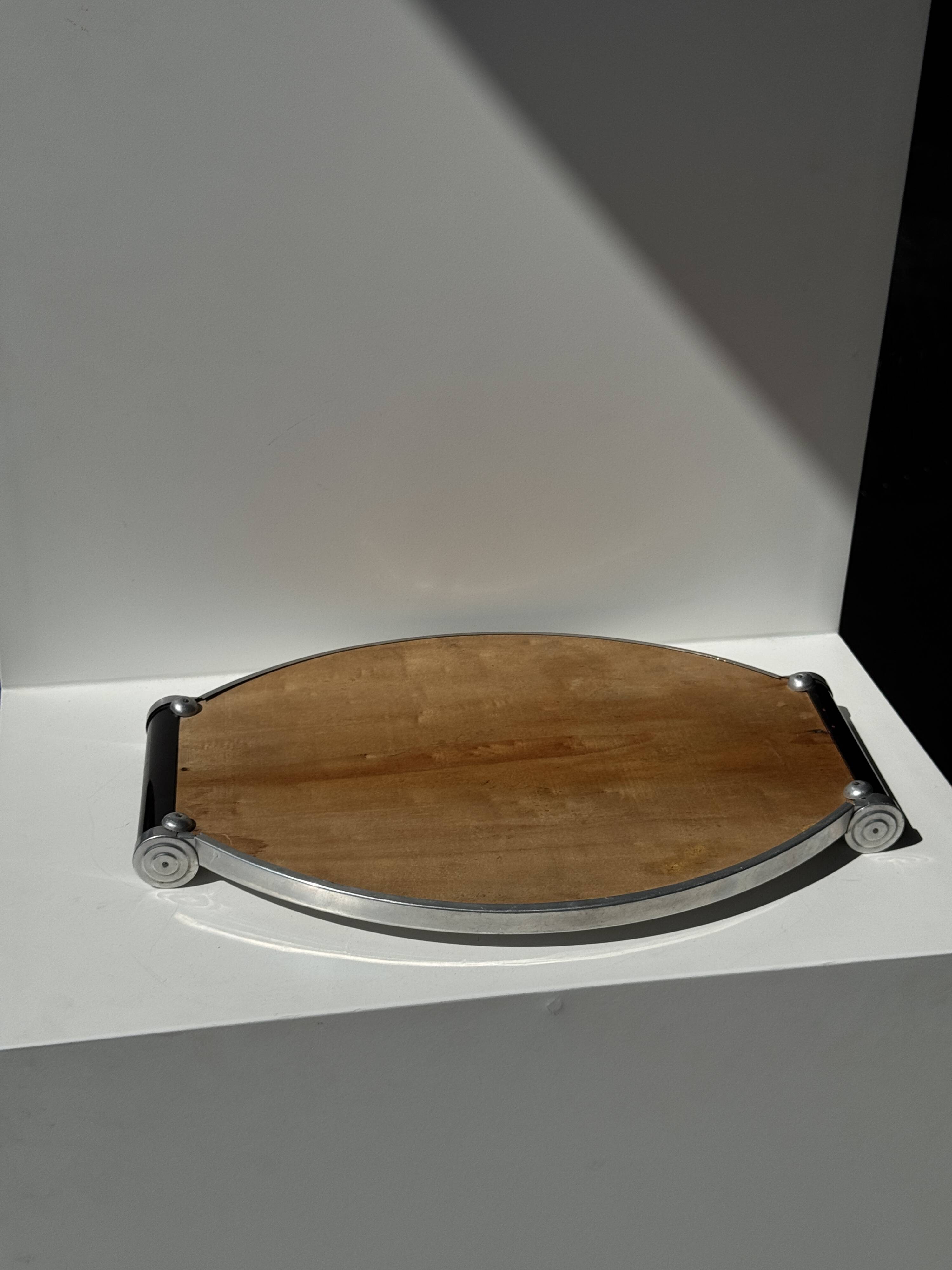Vintage black two-handled mirror tray 26x38
