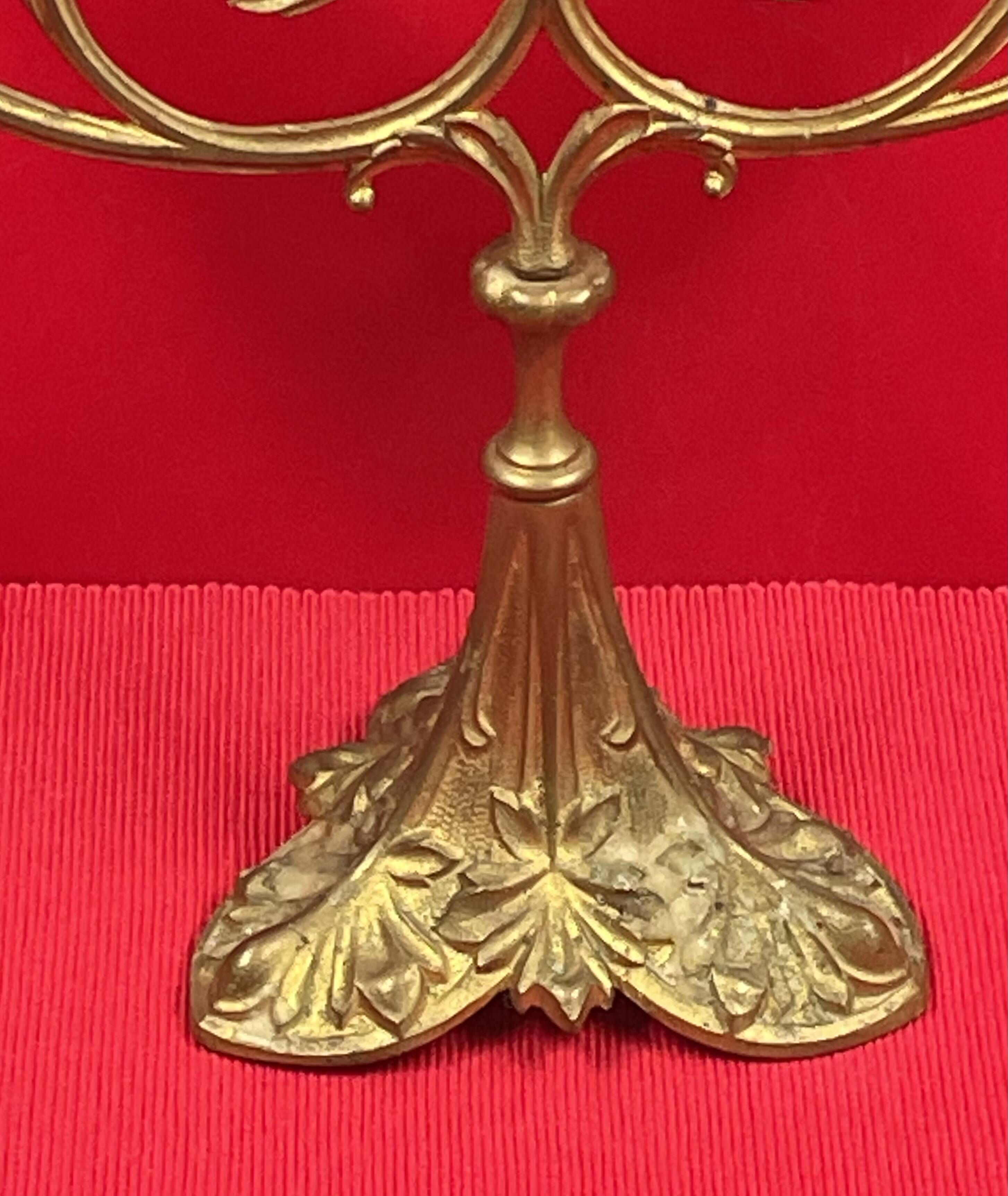 Altar Candelabra - 3 candles, bronze, brass