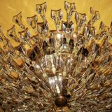 Stilkronen gold-plated brass and crystal glass chandelier, Italy 1970s