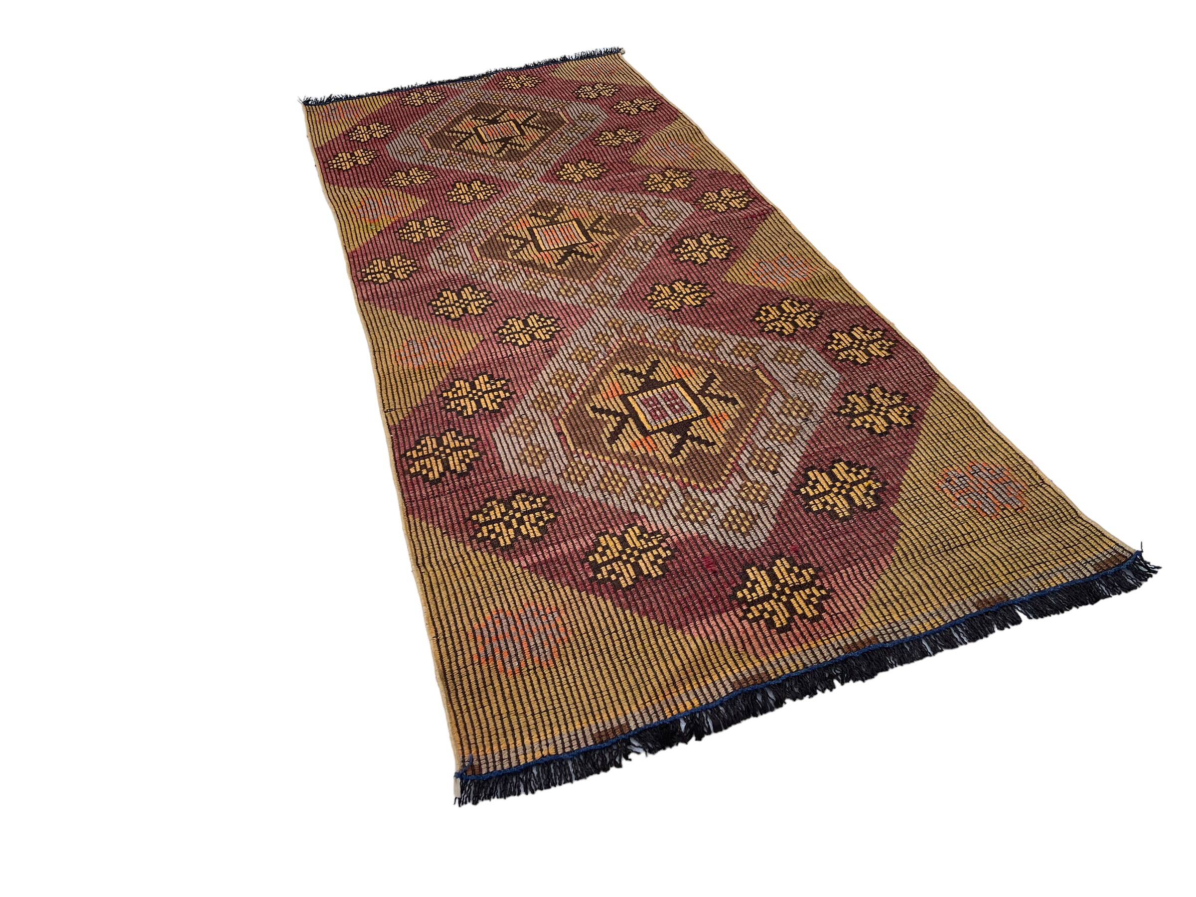 Vintage Turkish Kilim Rug , 226 x 100 cm