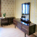 Mid-Century Wooden Dresser Sideboard with Detachable Mirror: 1970s Vintage