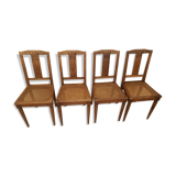 Lot of 4 old wooden wooden chairs made of art deco