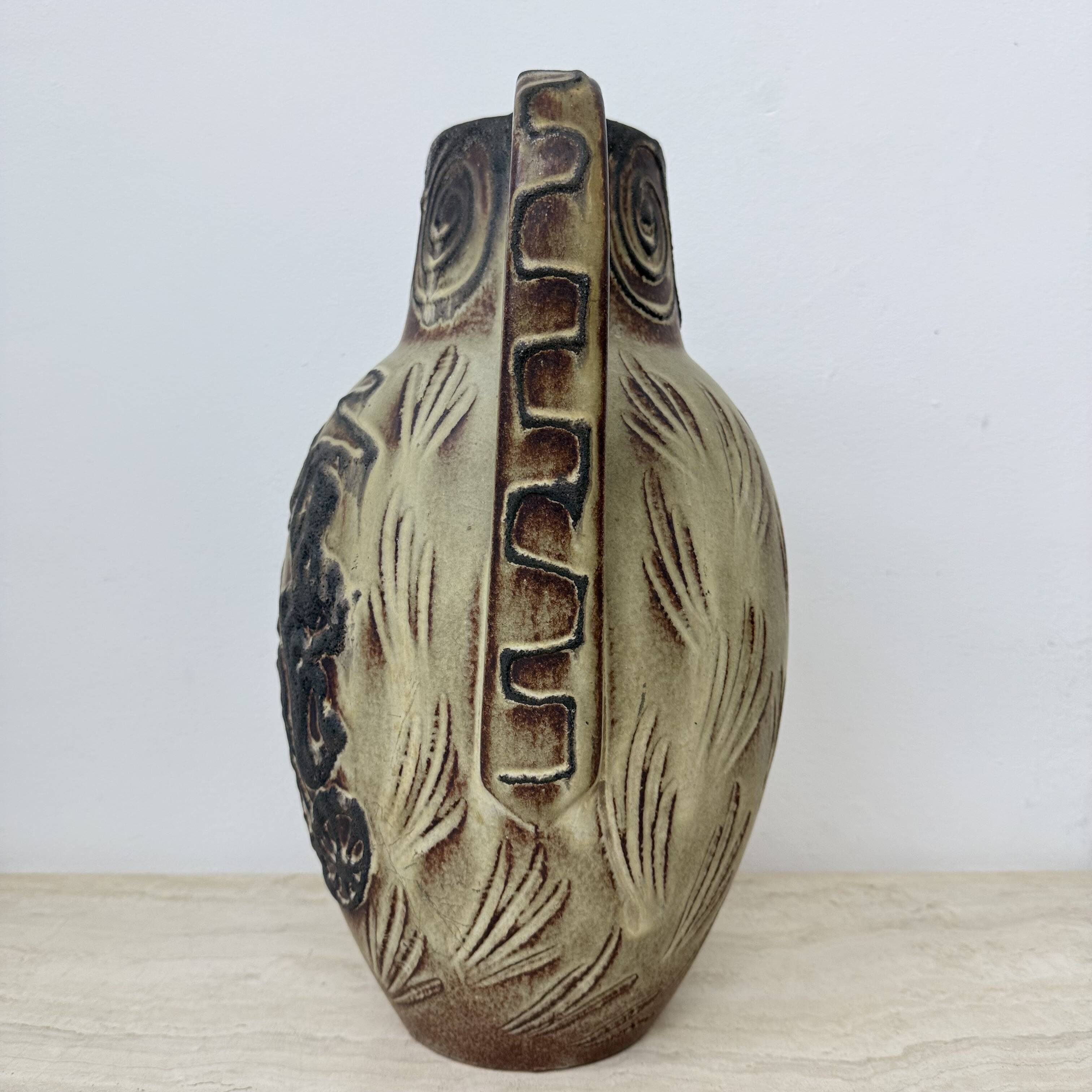 Vintage Scheurich west Germany vase with horse decor , 1970s
