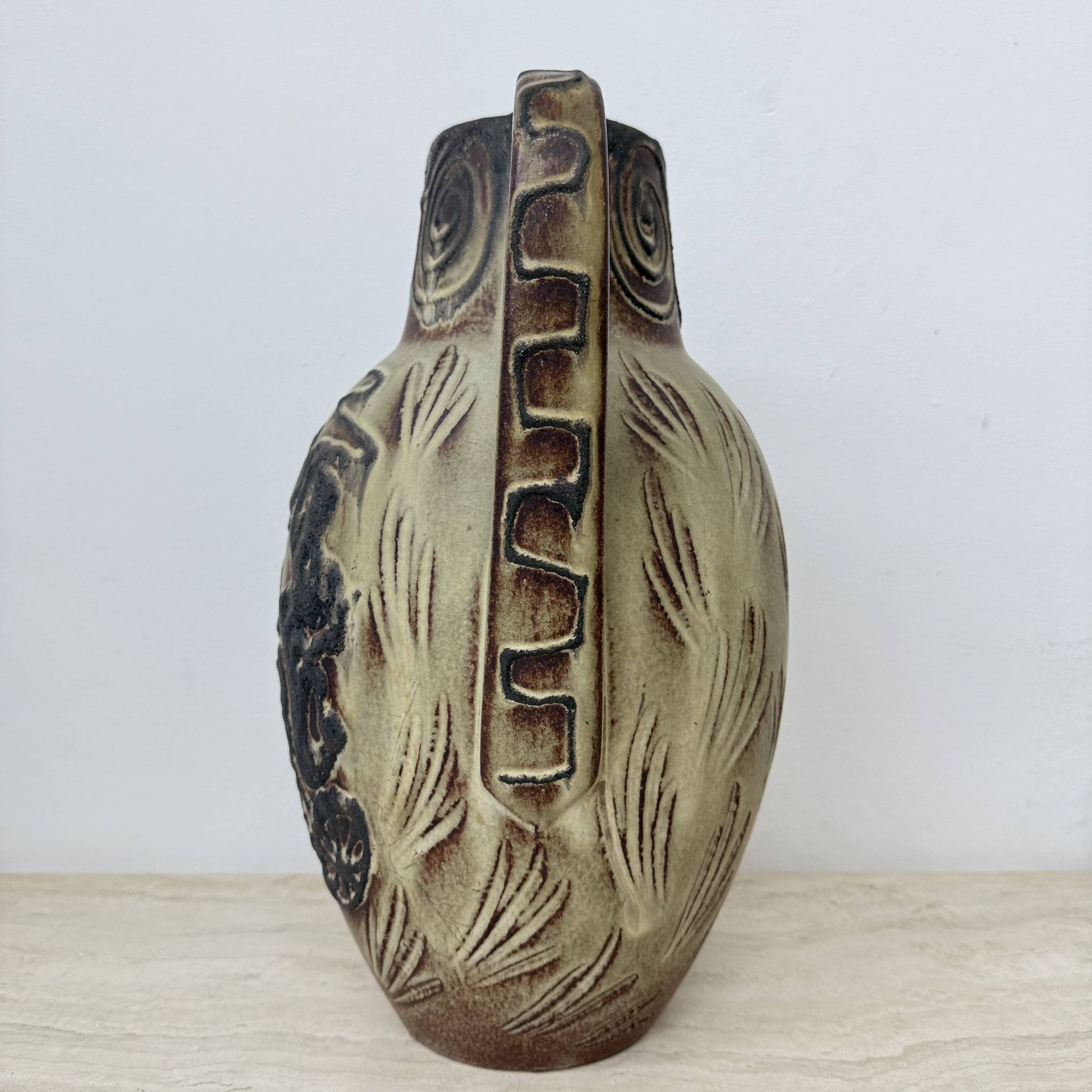 Vase vintage Scheurich d'Allemagne de l'Ouest à décor de chevaux, années 1970