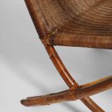 Paire de fauteuils en rotin et osier, années 1950.